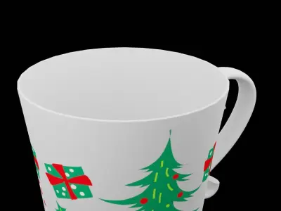 Christmas Tree Tea Cup Low-poly 3D model