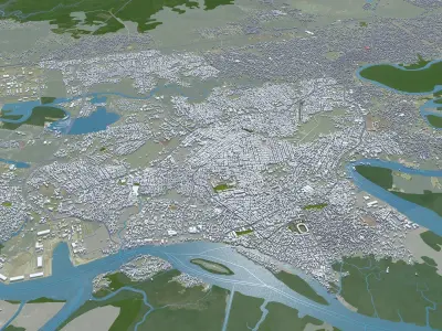 Warri Nigeria 20km Low-poly 3D model