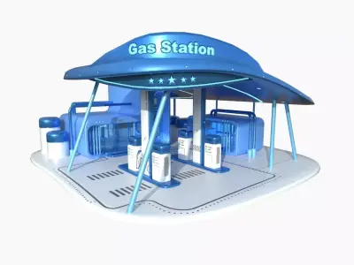 SciFi Gas Station A03 Blue - Sci Fi Exterior Design Low-poly 3D model