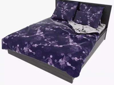 Bed 3d with bedding 3D model
