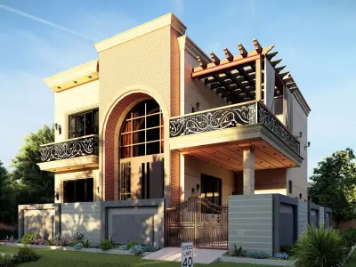 Villa-Casa Scene-Modern Villa  3D model