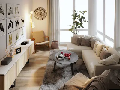 Living room log style 3D model