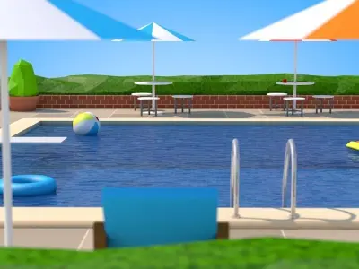 Low Poly Swimming Pool Low-poly 3D model