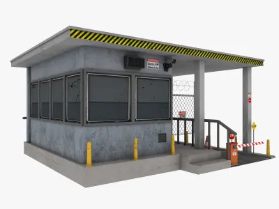 Guard Building and Wire Fence 3D model
