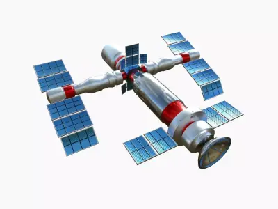 Satellite F09 USA - SciFi Space Design Low-poly 3D model