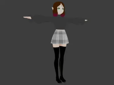 SciFi 3d anime kawaii girl character c21 Low-poly 3D model
