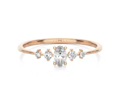 Light Minimalist Diamond Ring 3D print model 2