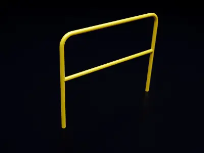 Sidewalk Rail Barriers with crossbar - 3 varriants Low-poly 3D model