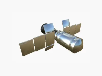Satellite A08 Aluminum - SciFi Space Design Low-poly 3D model