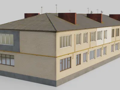Two-Story Apartment Building Tile 3D model