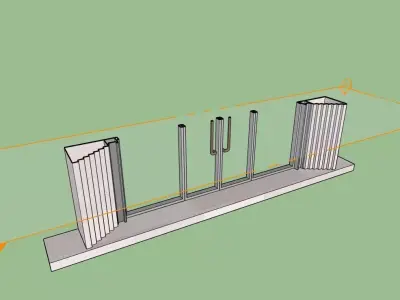 Modern Entrance Door with Pillars  3D Model 3D model