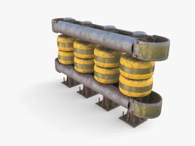 Tileable rolling barrier v1 weathered 3D model