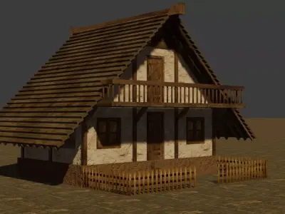 Medieval house six 14 Low-poly 3D model