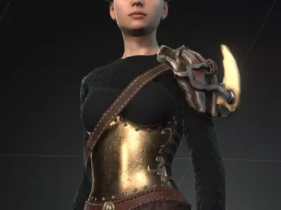 Steampunk rigged character Low-poly 3D model