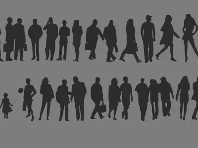 3D models of people silhouettes  Low-poly 3D model