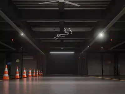 Modern Underground Parking Garage-Parking lot- 3D Model-Scene 3D model