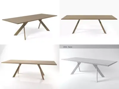 Torino four different tables with wooden legs 3D model