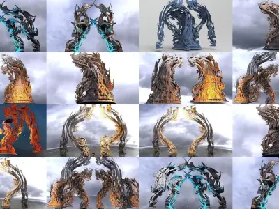 Dantes Angel Ink mirror sculpture collection 3D Model Pack