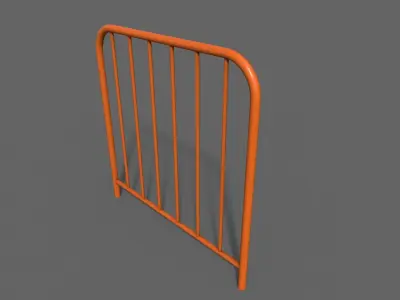PBR Pedestrian Guard Rail Orange V2 Low-poly 3D model