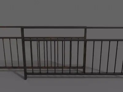 PBR Pedestrian Guard Rail Black V3 Low-poly 3D model