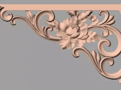Furniture decorative corner flower 3D STL model for CNC E880 3D model