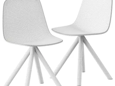 Maarten Plastic Swivel Wooden Base by Viccarbe 3D model