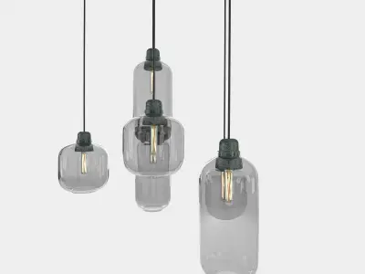 Retro round ceiling lamp set 3D model