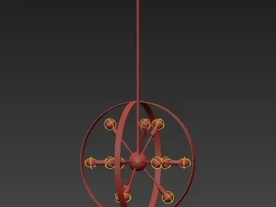 Warm Brass 12 Light Chandelier 3D model