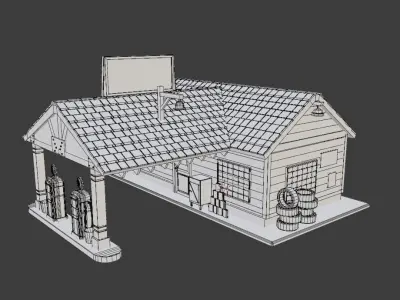 Old Gas Station 3D model