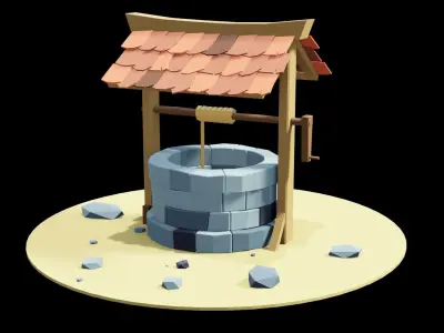 Well-Low Poly-Game Ready water well Free low-poly 3D model
