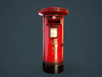 Royal Mail Postbox Low-poly 3D model