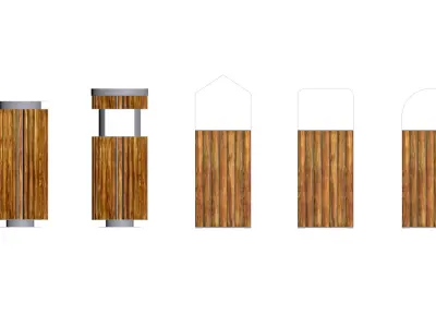 Outdoor trash can set Low-poly 3D model