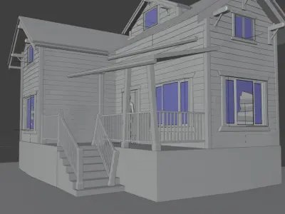 Abandoned House Base mesh Free low-poly 3D model