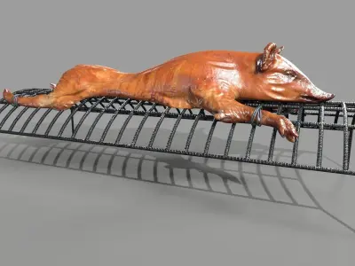 Pig on a skewer Low-poly 3D model
