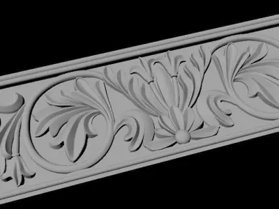 baguette decorative border with ornate design 3D model
