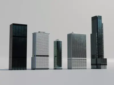 NYC tall skyscrapers Low-poly 3D model
