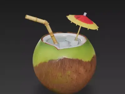 Tropical Chill Coconut Drink 3D Model Low-poly 3D model