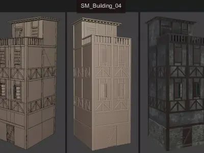 Medieval style house - 4 Low-poly 3D model