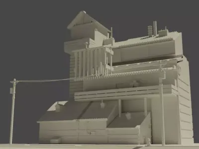 Low poly 3D building for games Free low-poly 3D model