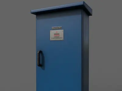 PBR Electric Box Blue V5 Low-poly 3D model