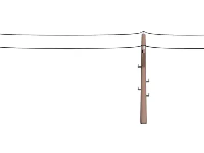 Toony Telephone Pole with Electric Wire 3D model