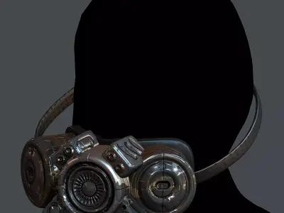 Gas mask helmet 3d model scifi Low-poly Low-poly 3D model 7