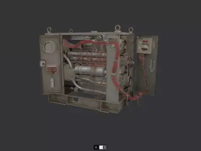 Industrial generator with open doors 3D model