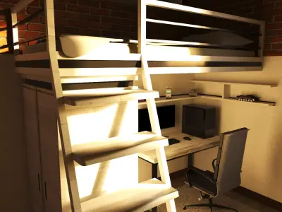 bedroom interior  Low-poly 3D model