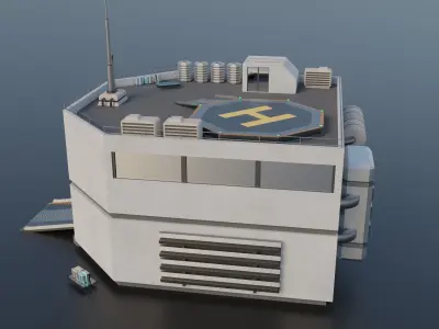 Futuristic Industrial Building Low-poly 3D model