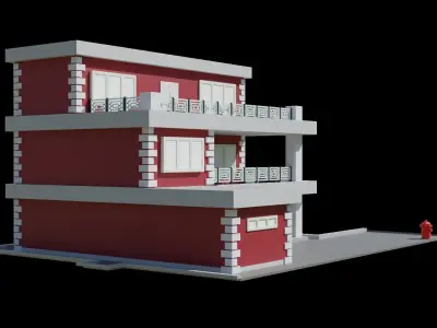 Low poly building toy house Low-poly 3D model