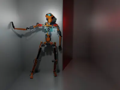 Character Robot rigged retrofuturism 3D model