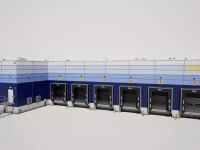  Industrial Warehouse Building Low-poly 3D model