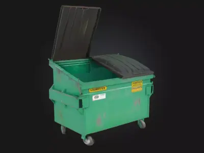 Green Dumpster  Urban Decay with Functional Detail 3D model