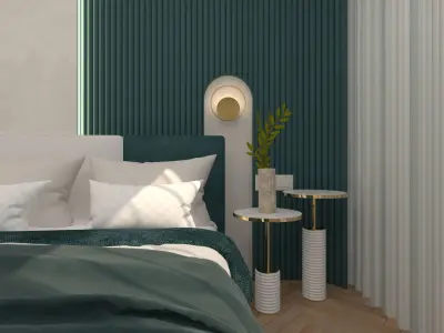 Boho style Bedroom Interior scene 3D model